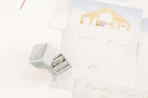 Wedding stationery with engagement ring in a ring box | Essex wedding planner